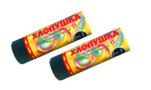  Пружинная хлопушка 11см с конфетти и серпантином  в Кизилюрте